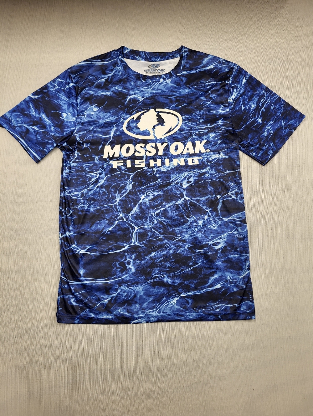 Mossy Oak Fishing Elements Aqua Blue Camo  Outdoor Sports Fishing T-Shirt Medium